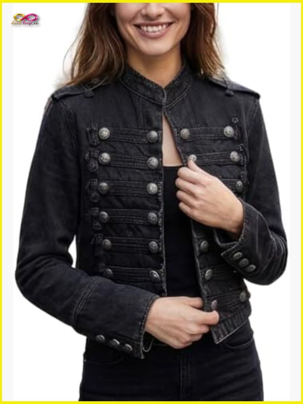 Women's Vintage Denim Jacket Steampunk Gothic Double Breasted Coat Layering